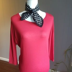 Red scoop necked top